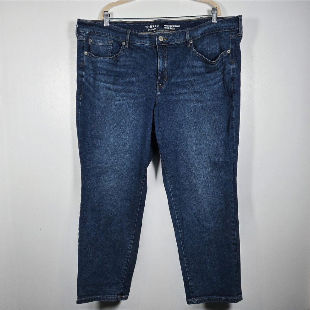 Torrid Perfect Boyfriend Ankle Vintage Stretch Blue Denim Jeans Plus Size 24